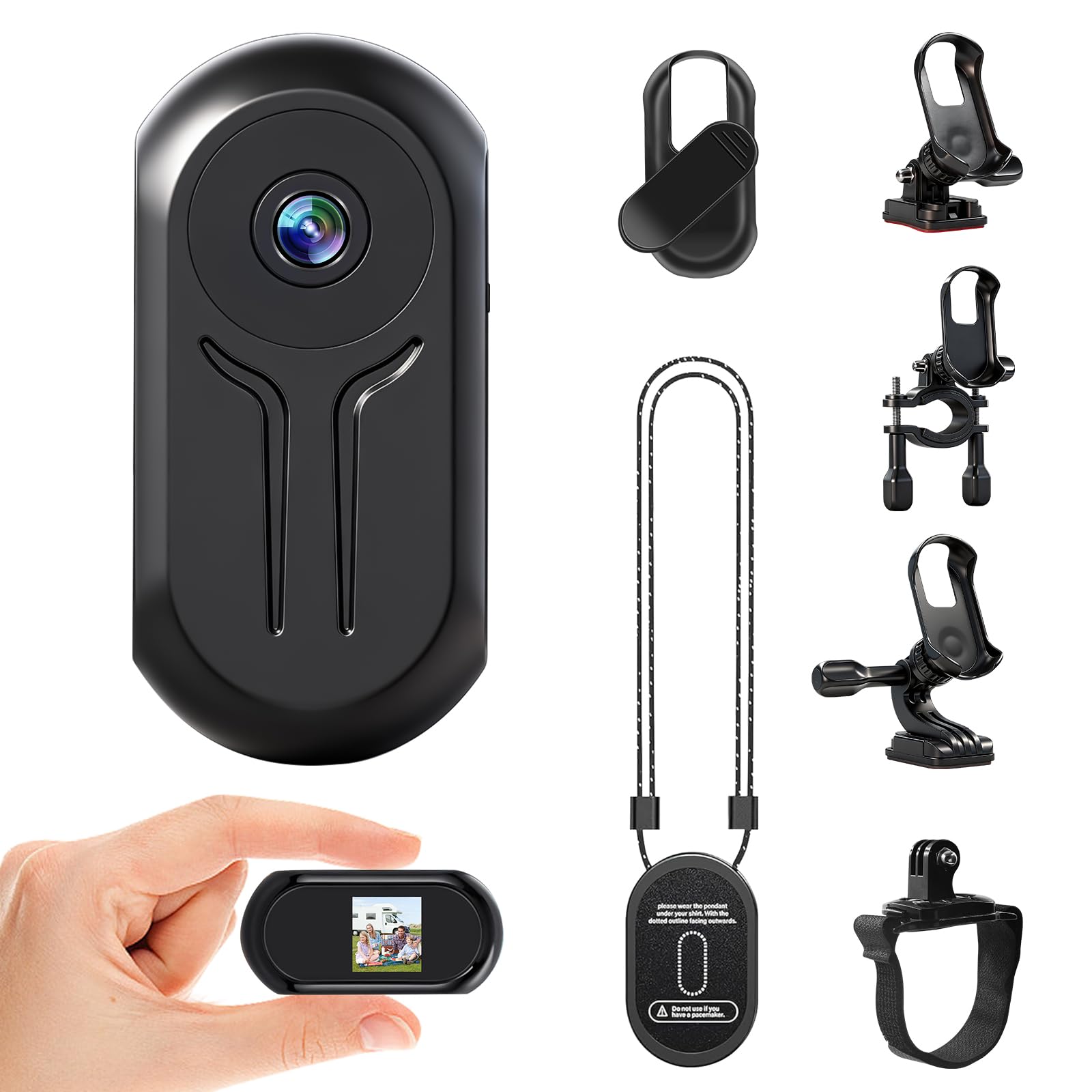Mini Action Kamera,1080P HD Mini Bodycam mit Anzeige,360 ° Tragbare Action Cam mit Magnetisches Schlüsselband Automatischem Nachtsichtmodus Actionkameras für Fahrrad/Motorrad