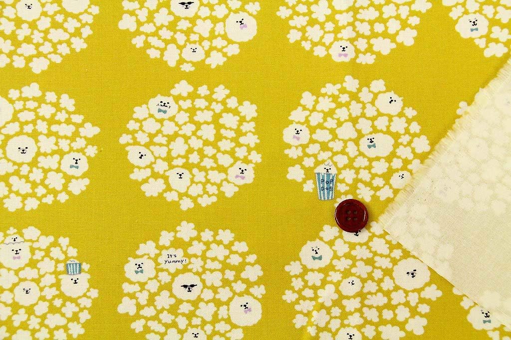 Amazon 生地 50cm単位 10番キャンバス ポップコーン犬 Kts6615 布 コットンこばやし 犬柄 D マスタード 並行輸入品 布 生地 通販