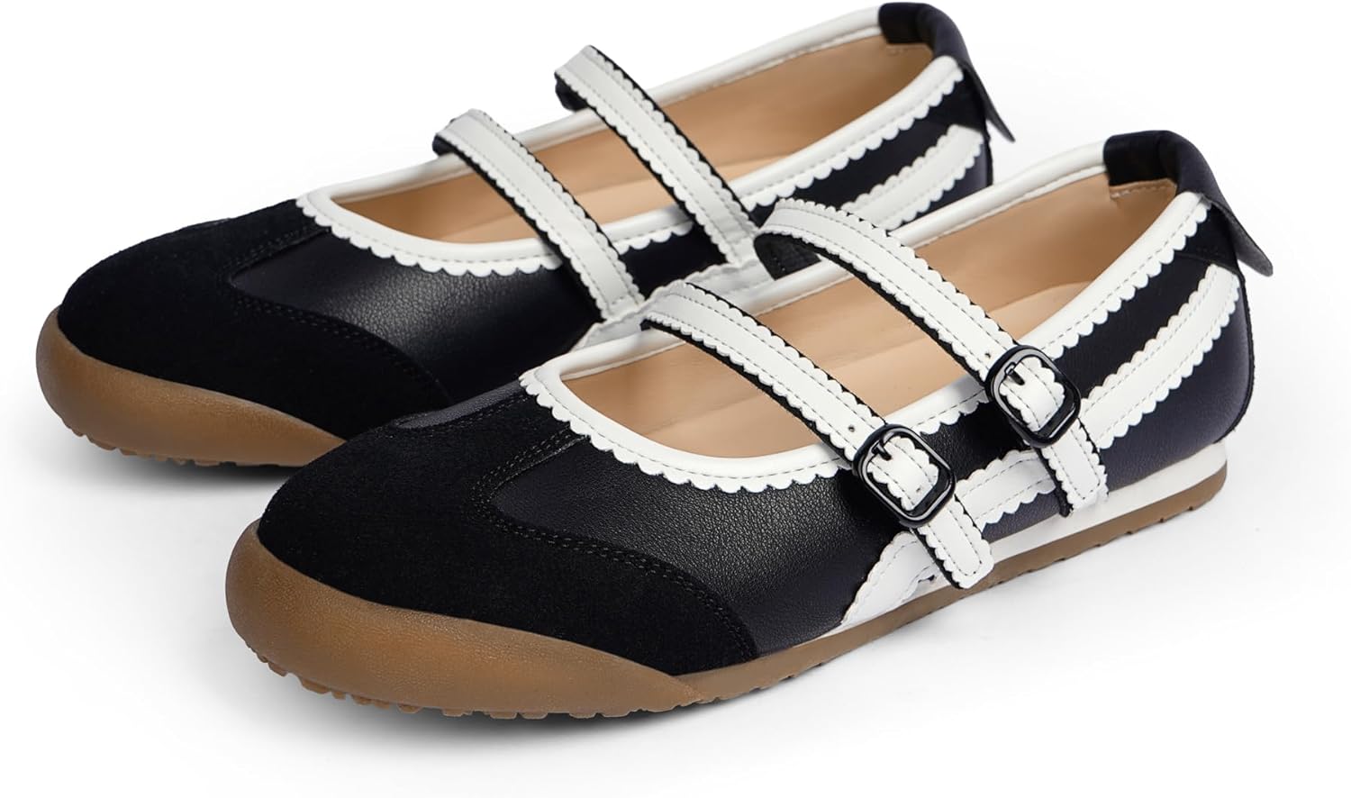 Tigeridea Fashion Sneakers for Women Mary Jane Shoes Comfortable Flat Two Strap Flat Shoes