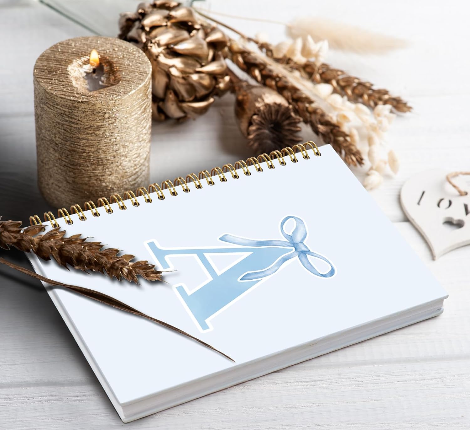 Blue Bow Journal Notebook for Girls,Initial A Journals Personalized Diary Gifts for Teen Girl Kids,Monogrammed Gifts for Women,Trendy Coquette Cute Hardcover Spiral Notebook 5.5 x 8.3 - Image 4