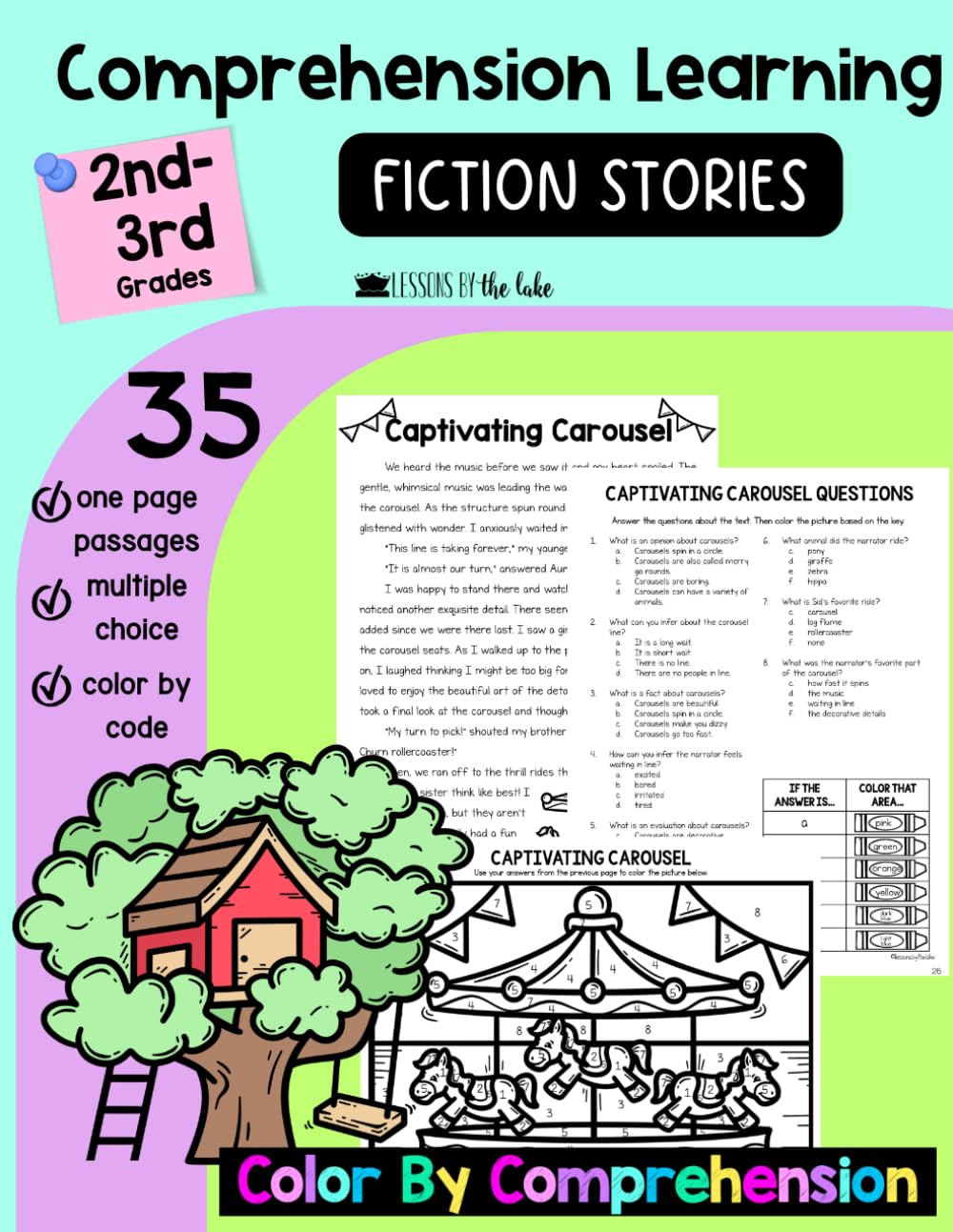 Comprehension Learning Resources: Reading Practice 2nd Grade, At Home Literacy Activities, Educational Workbook 3rd Grade (Color By Comprehension Workbooks)