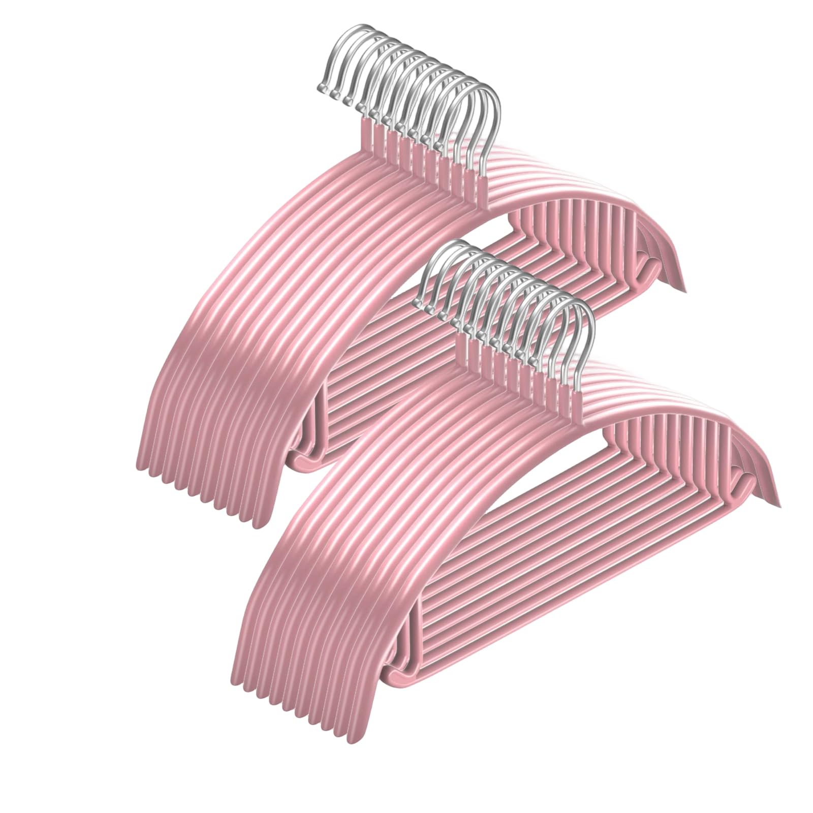 20 Pack Non-Slip Coat Hangers - PVC Coating Metal Hangers for Jackets, Sweaters, Pants, Shawls, Bras - Dimple & Crease Free T-Shirt Hanger, Light-Weight Knitwear Hanger (Pink)