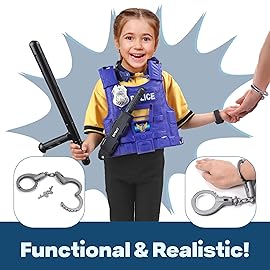 Ultimate All-in-One Kids Police Role Play Toy Kit - 15-Piece Policeman Pretend Play Set for Kids - SWAT Accessories for Dress Up Costumes - Badge, Shield, Vest, Handcuffs Included