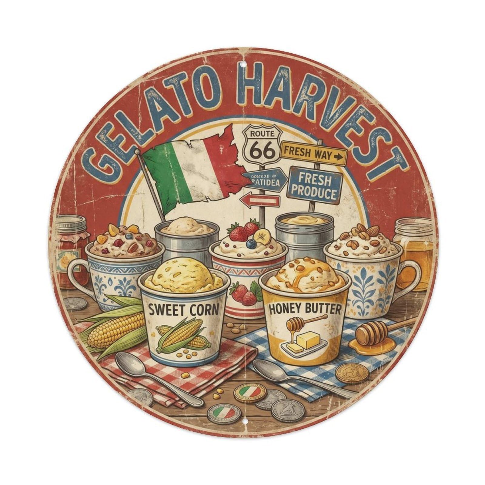 Classic Gelato Ice Cream Vintage Americana Parlor Metal Tin Sign