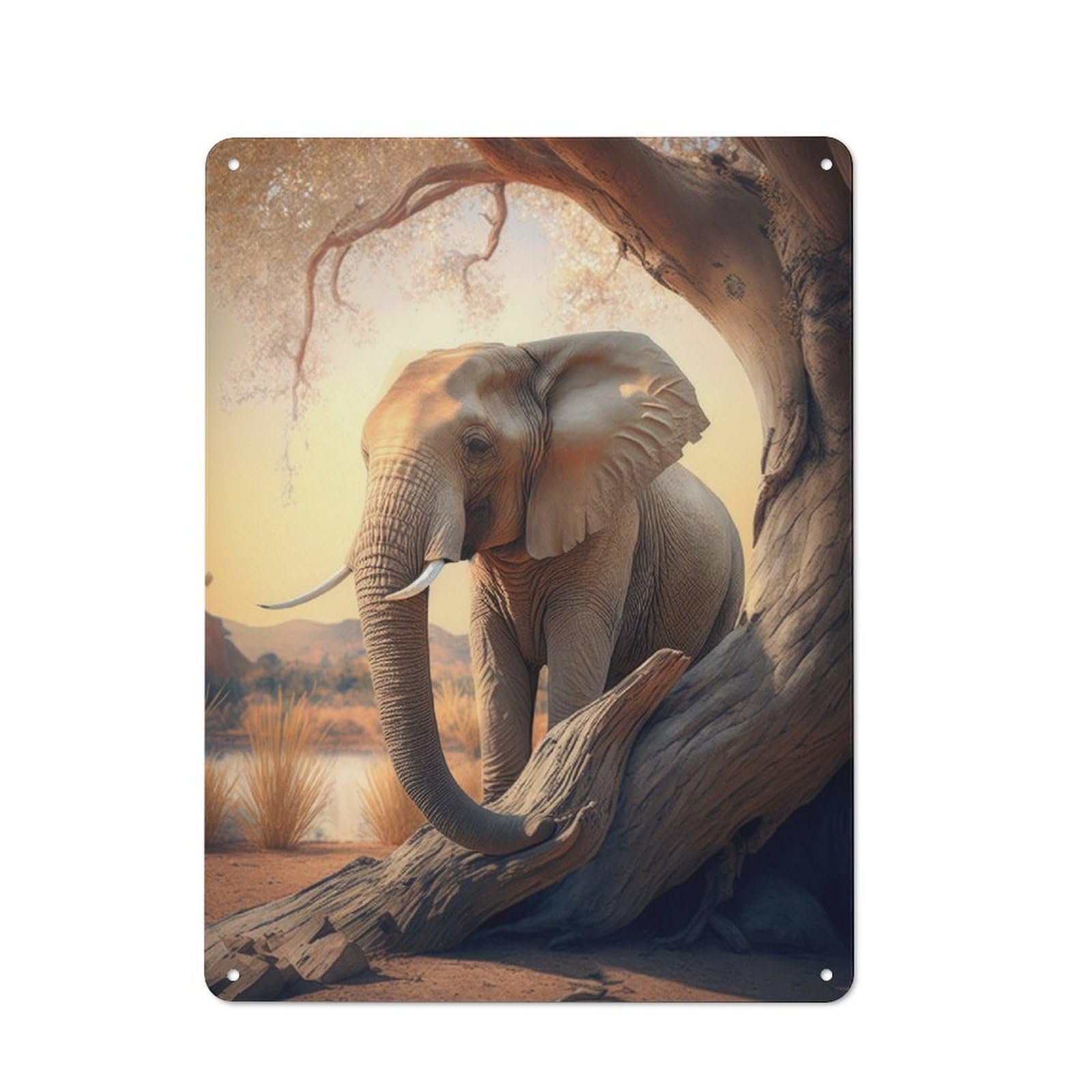 Safari Elephant Nature Vintage Metal Wall Decor 40x30cm, Garage Metal Sign for Garage, Workshop, Shed Or Utility Room