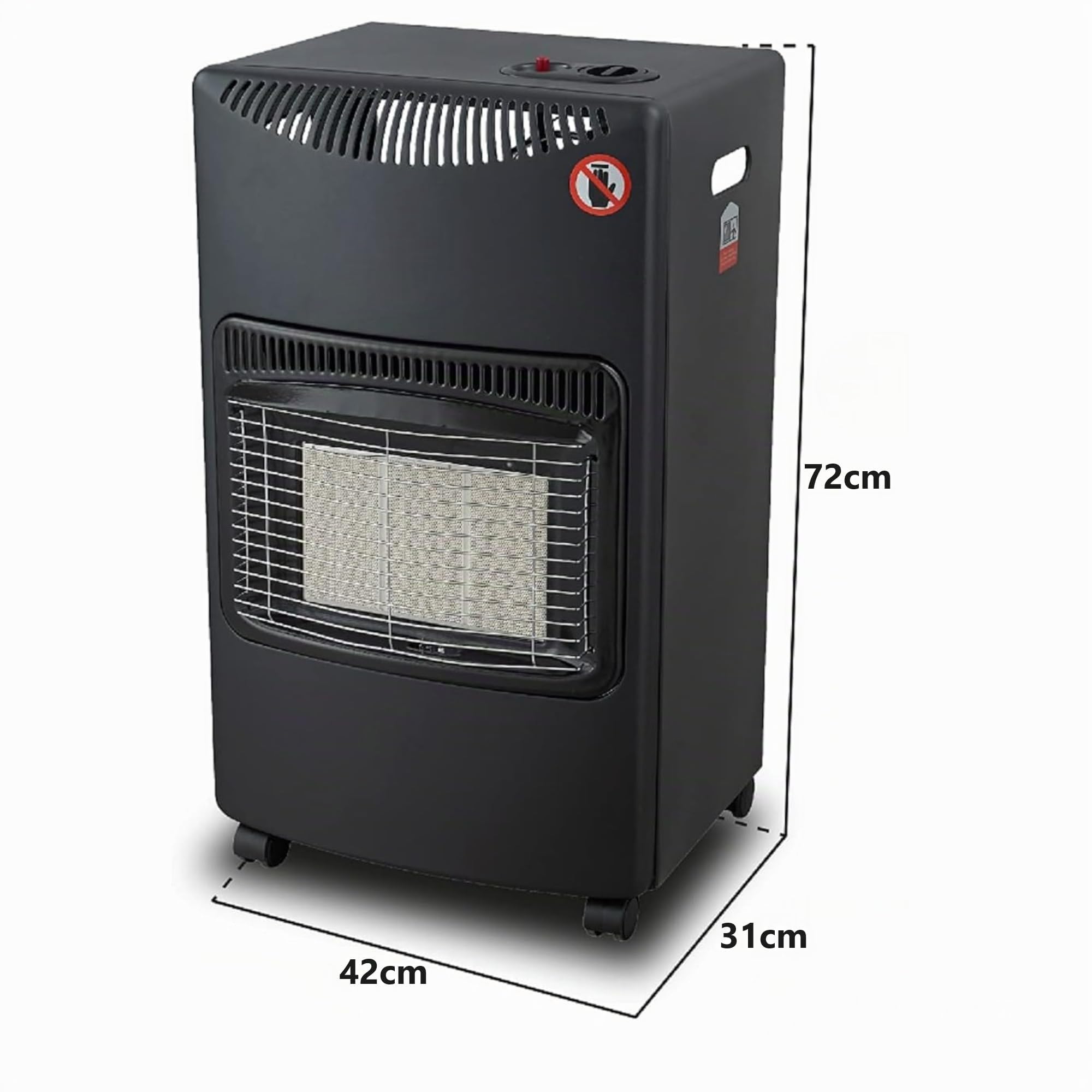 Stufa a Gas GPL ad infrarossi Potenza 4.2KW con 3 Elementi Riscaldanti e 3 Potenze Selezionabili Accensione Piezoelettrica Capacità Bombola 15 kg + Kit Regolatore GAS