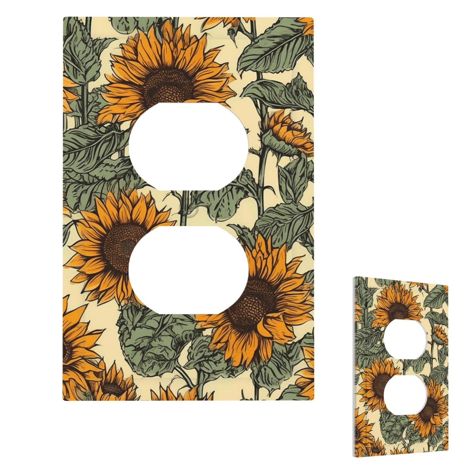 Romantic Sunflowers Wall Plate Cover Duplex, Modern Decorative Light Switch Cover Unbreakable Receptacle Outlet Covers for Living Room Bedroom Decor