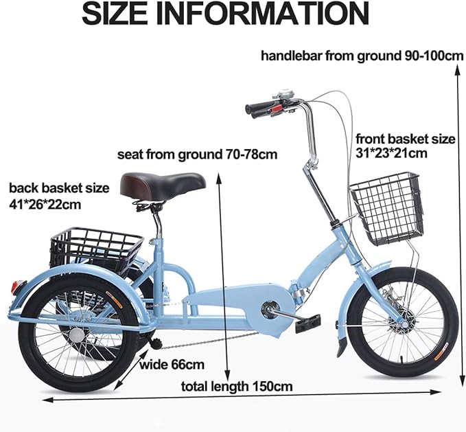 Triciclo plegable con cesta trasera 16 pulgadas miniatura 2