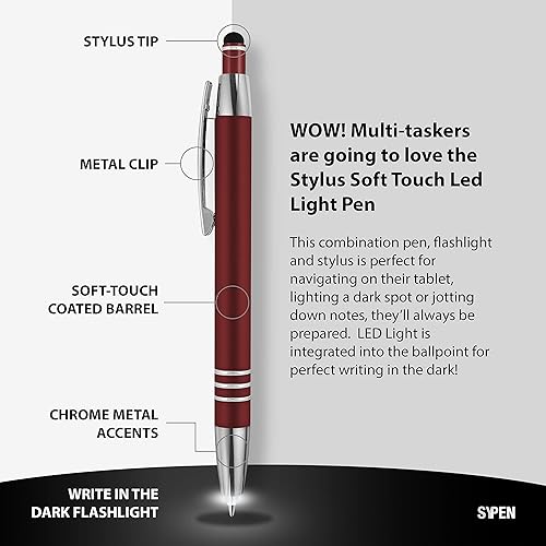 Miniatura 2 de Juego de regalo personalizado, 2 bolígrafos de lujo de metal de goma + linterna LED de escritor nocturno + lápiz capacitivo + caja de regalo, nombre