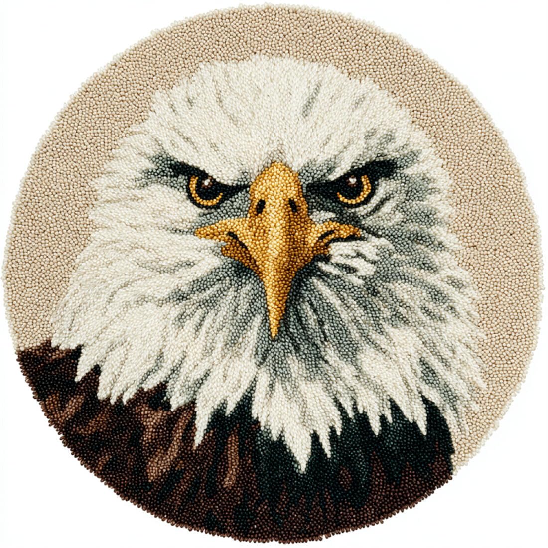 Rqwybcaxn DIY Rug Latch Hook Kits for Beginners Animal Cross Stitch Kit Eagle Portrait 60x60cm Round Tapestry with Crochet Hook Bedroom Craft Gift