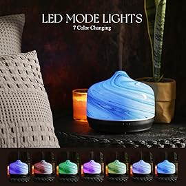 Porseme 500ml Glass Essential Oil Diffuser Aromatherapy Ultrasonic Cool Mist Humidifier 15-21 Running Hours Waterless Auto-Off Air Diffusers for Sleeping Yoga Office Working Spa and Rest (Jupiter)