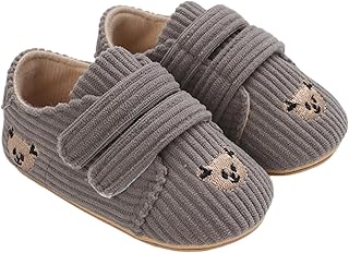 حذاء من الالياف الصناعية بشريط فيلكرو مطرز برسمة دب للاولاد ميكس اند ماكس