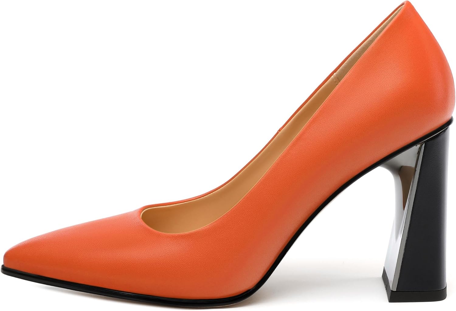 Womens Pumps, Pointed Closed Toe High Heels, Slip On Fashion Chunky Heel Work Dress Office Wedding Party Shoes