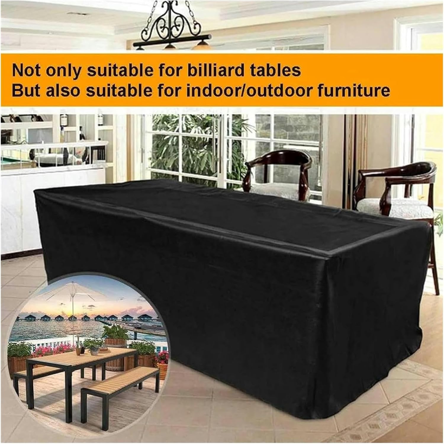 Pool Table Cover Waterproof Billiard Cover, Full Protection Polyester Fabric Billiard Table Cover For Snooker And Billiard Tables(7FT)