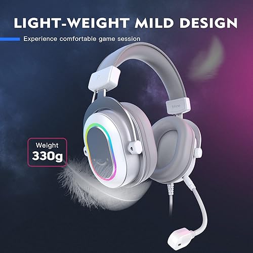 Miniatura 5 de FIFINE Auriculares USB para juegos, auriculares de PC con cable con micrófono para computadoraportátil, auriculares RGB sobre la oreja con sonido