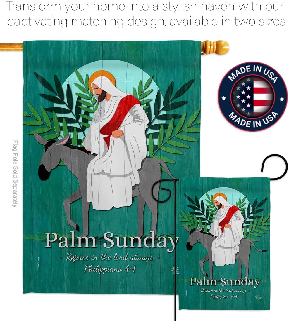 Rejoice Palm Sunday House Flag Religious Faith Hope Grace Peace Dove Christian Religion Easter Decoration Banner Small Garden Yard Gift Double-Sided, Made in USA