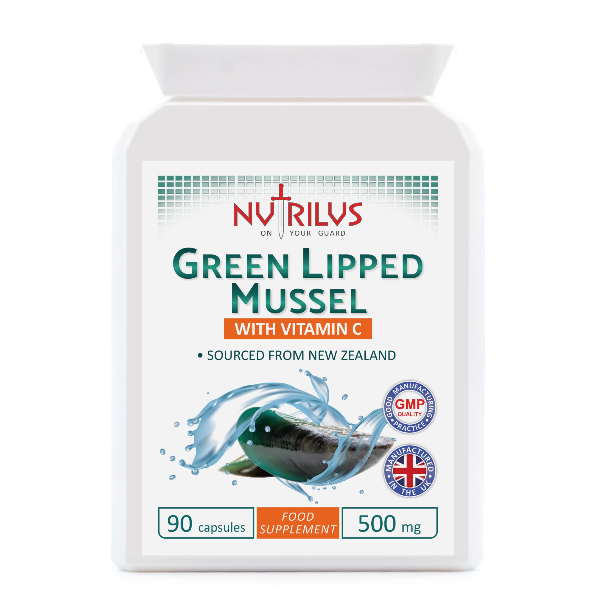 Nutrilus Green Lipped Mussel 90 Capsules 500mg - For Humans & Dogs - High Grade Pure Extract - New Zealand Sourced - Vitamin C - UK Made Supplement - Joint Support