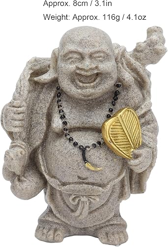 Miniatura 3 de Cyrank Estatua de Buda riendo, 3.1 pulgadas de resina de Buda feliz estatua de risa Feng Shui Buda escultura decoración para escritorio en casa