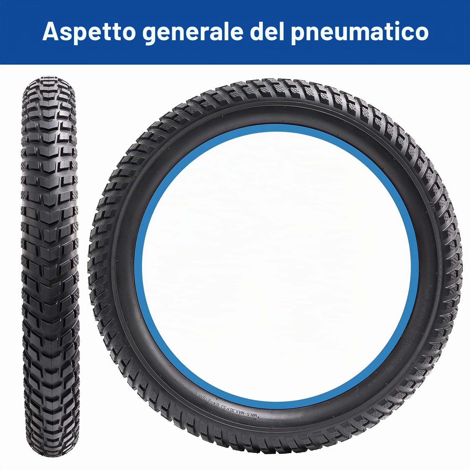 20x3.0 Pneumatici da 76-406 20 x 3.0, 20 pollici pneumatico bici pieghevoli, adatti per 20x2.80 20x3.0 e-bike/City/Gravel/Mountain/bici da corsa (uno)