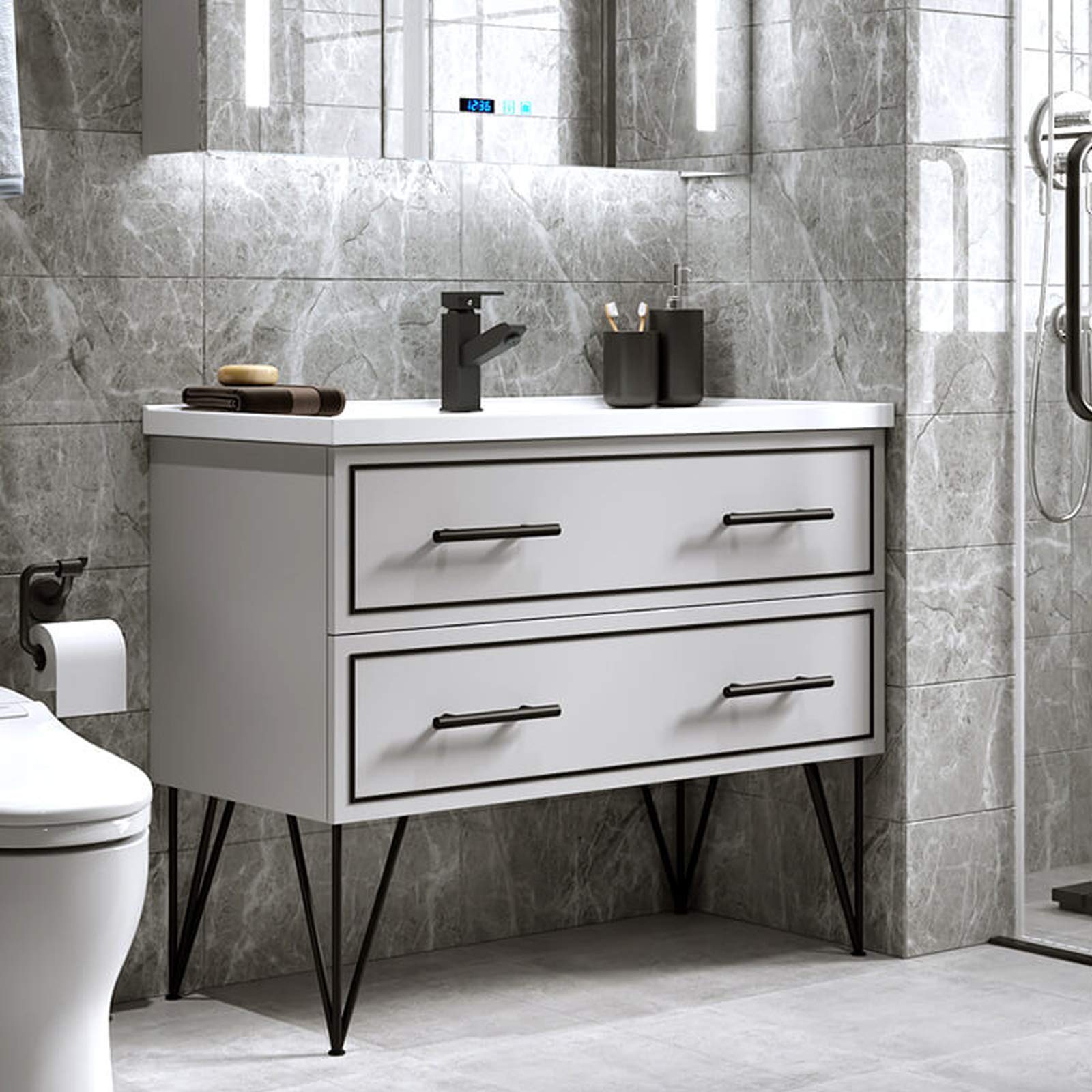 Patas de horquilla ajustables en negro/plata, patas de acero inoxidable para gabinete de baño, cocina, TV, patas de muebles, patas de soporte para herrajes para mesa de centro, 7 tamaños, con tornillo