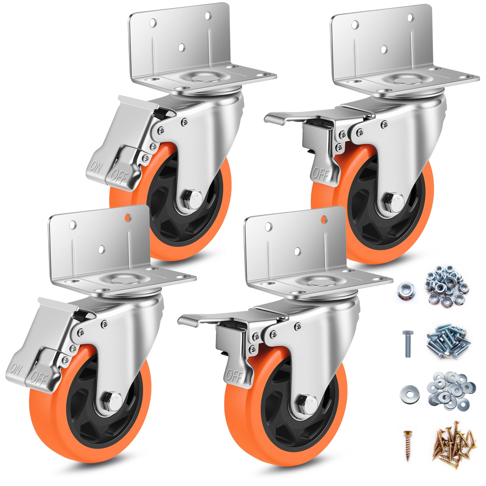 Heavy Duty Caster Wheels with Brake - Set of 4 -19