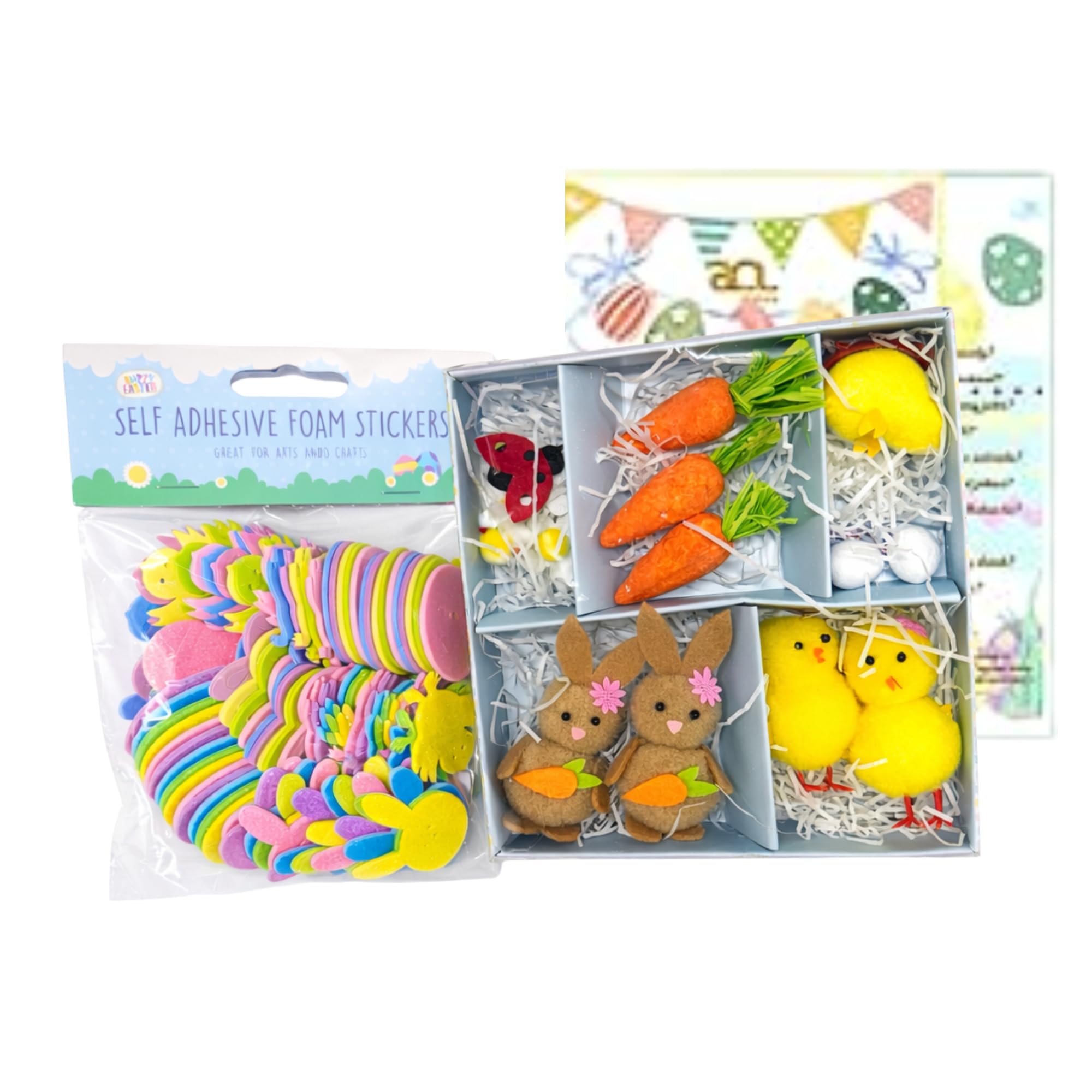 Acl Stores Yo Easter Bonnet Decorating Set | Bonnet Making Kit | Chicks Eggs | Carrots | Shredded Paper | Bunny | Daisy | Craft Hat Making Set | Easter Church School Community Activity Arts Craft (Yo)
