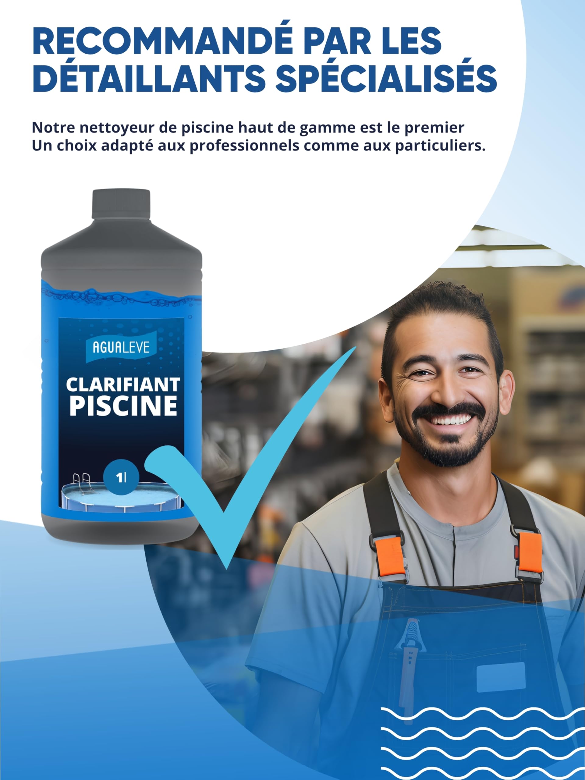 AGUALEVE® Clarifiant Piscine 1L | Formule Cristalline 2.0 pour Une Eau de Piscine Parfaite | Piscines, spas et pataugeoires | Qualité de Marque Made in Germany | pour 200 000 L d’Eau de pisci