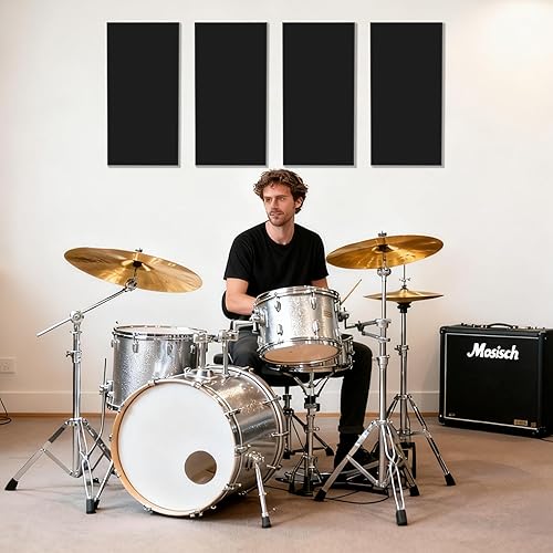 Miniatura 8 de FAHKNS Paneles de pared acústicos absorbentes de sonido 48 "x24" x 2 "paneles de pared insonorizados de fibra de vidrio, paneles de aislamiento