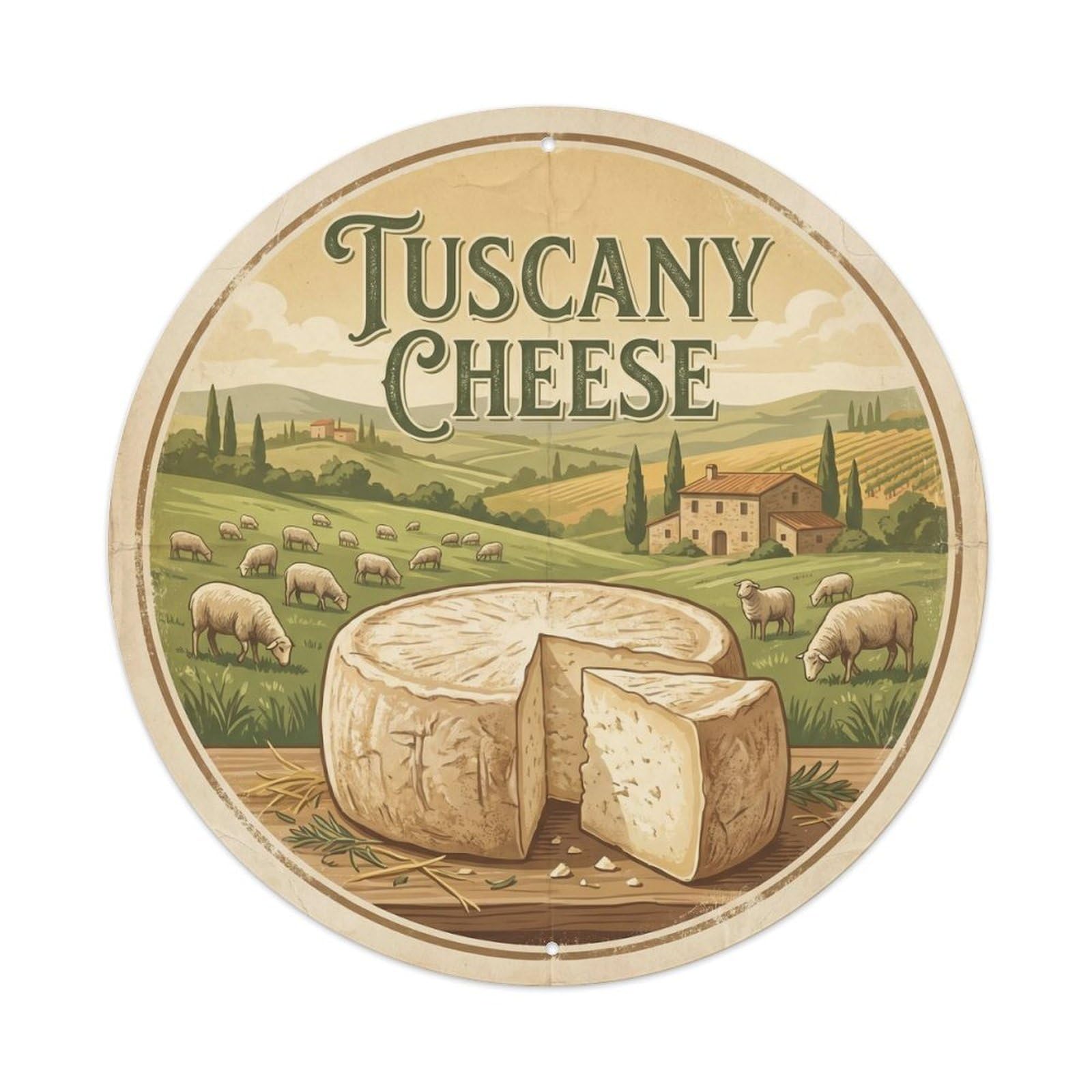 Classic Tuscany Italy Cheese Farm Culinary Travel Metal Tin Sign