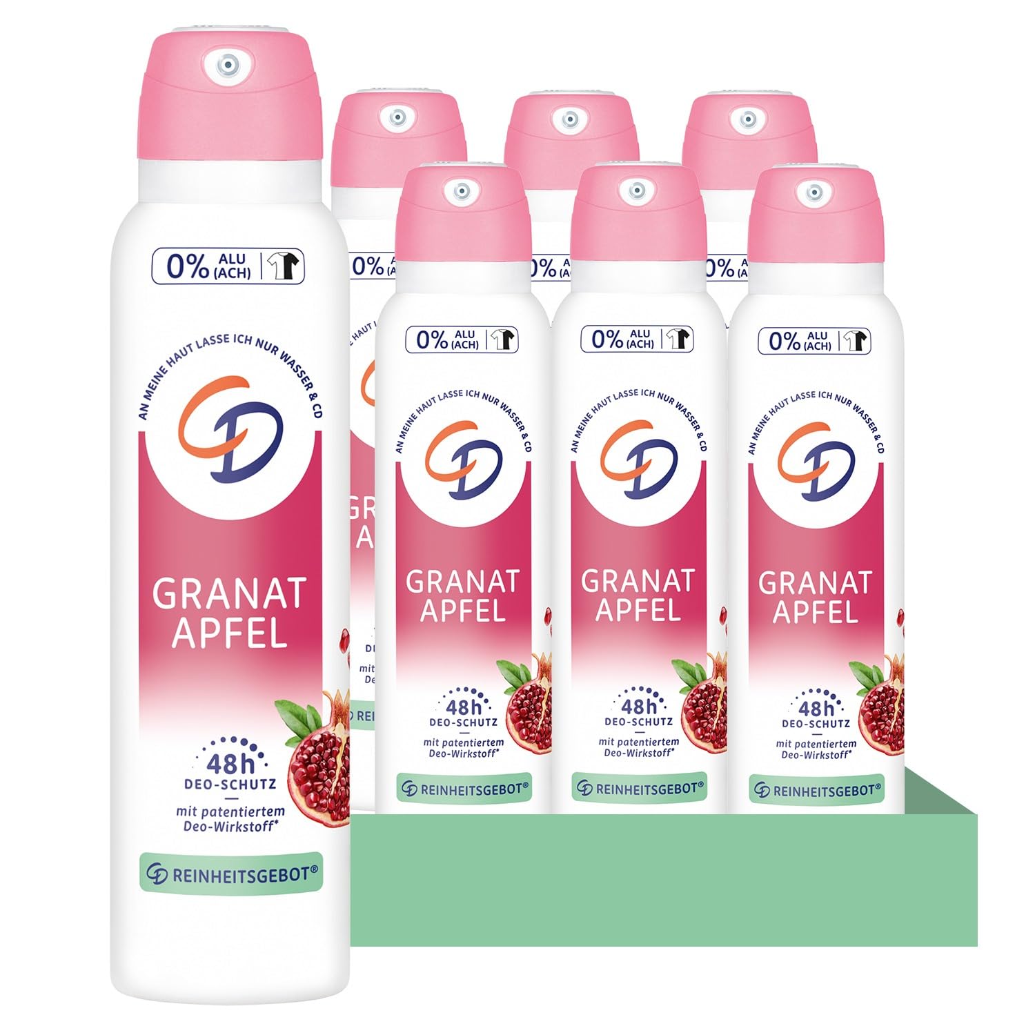CD Deo-Spray 'Bio-Granatapfel' | 6 x 150 ml | Deodorant ohne Aluminiumsalze | langanhaltender Schutz für 24h | für empfindliche Haut geeignet | vegane Körperpflege