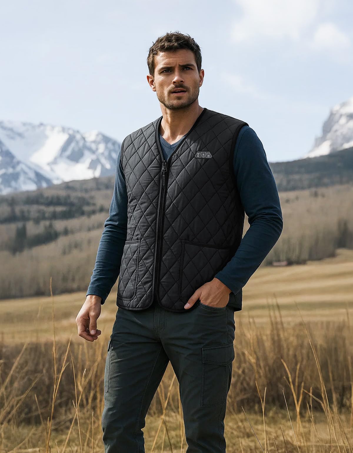 KEMIMOTO Gilet Riscaldato Uomo, Elettrico Gilet Riscaldato con 8 Elementi Riscaldanti, USB Giubbotti Riscaldati con 3 Temperature per Sci Escursionismo Caccia Moto (Con Batteria 10000mAh)