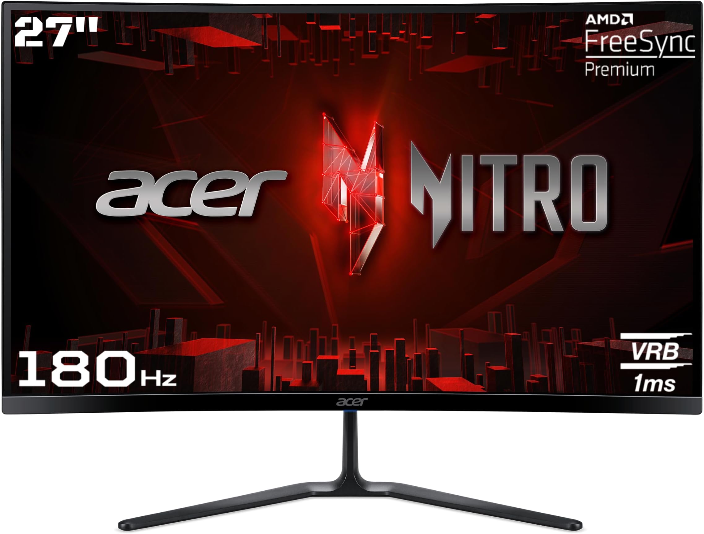 acer ED270R S3 27 Inch (68.58 Cm) Full HD 1500 R Curved Gaming LCD Monitor with LED Back Light I 1MS VRB, 180Hz Refresh Rate I AMD Freesync Premium I 2 x HDMI 1 x Display Port I HDR 10 I Black