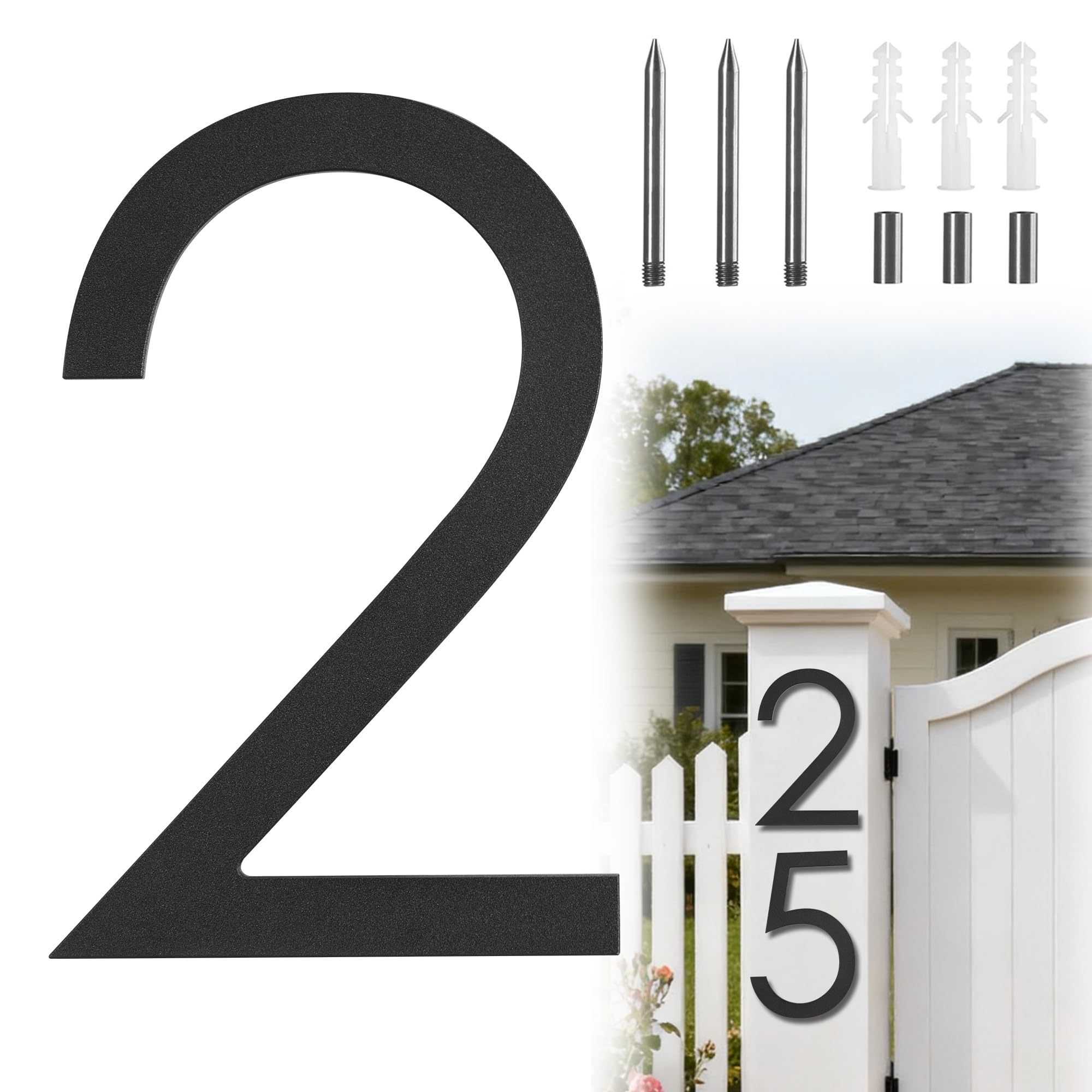 Photo 1 of 10 Inch Large house Numbers for Outside Modern,Metal House Numbers Black Address Numbers For House Matte Black Floating Mount And Flush Mount Aluminum Home Address Numbers 2