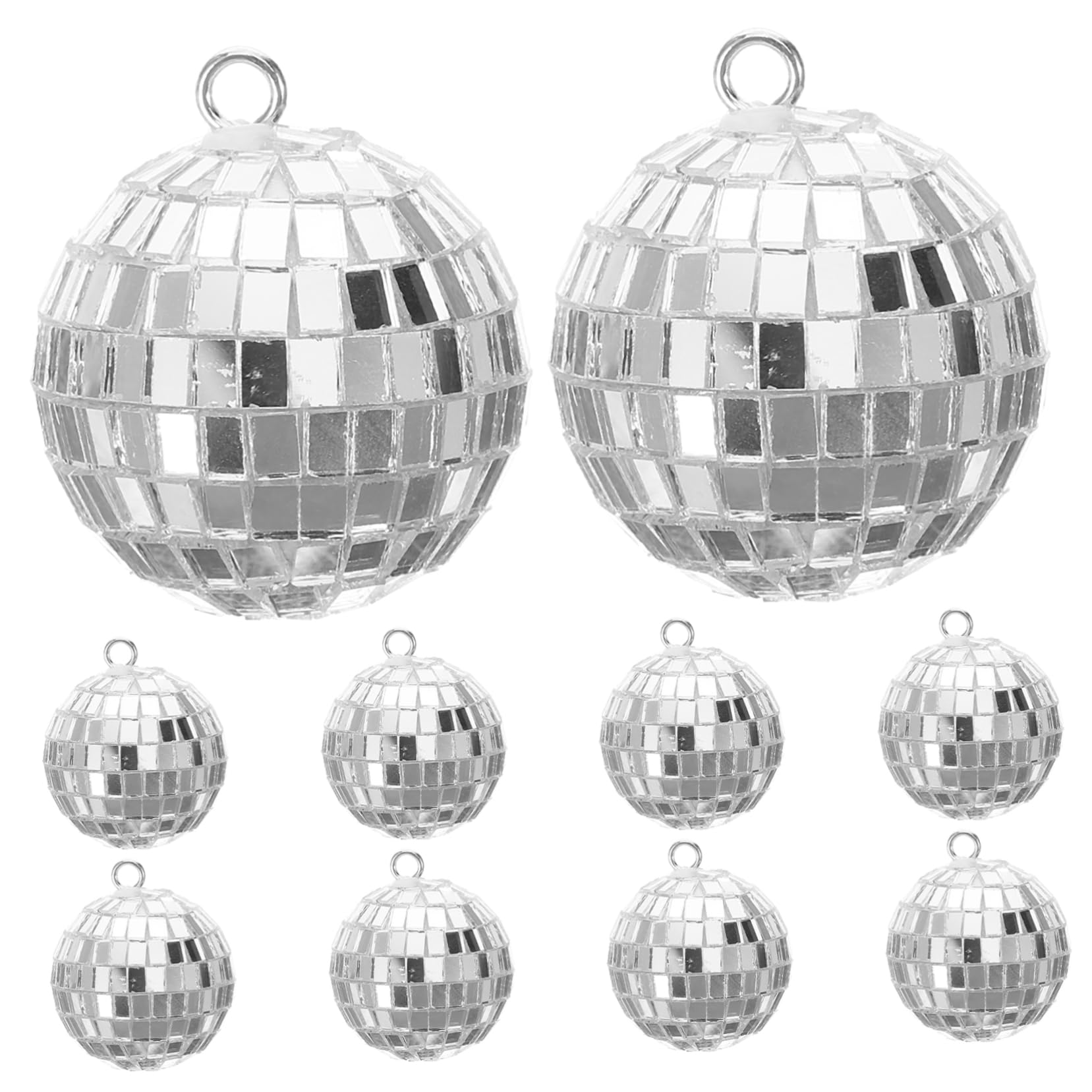 CIMAXIC 10pcs Silver Disco Ball Mirror Ball Hanging Decorations Decorations for Party