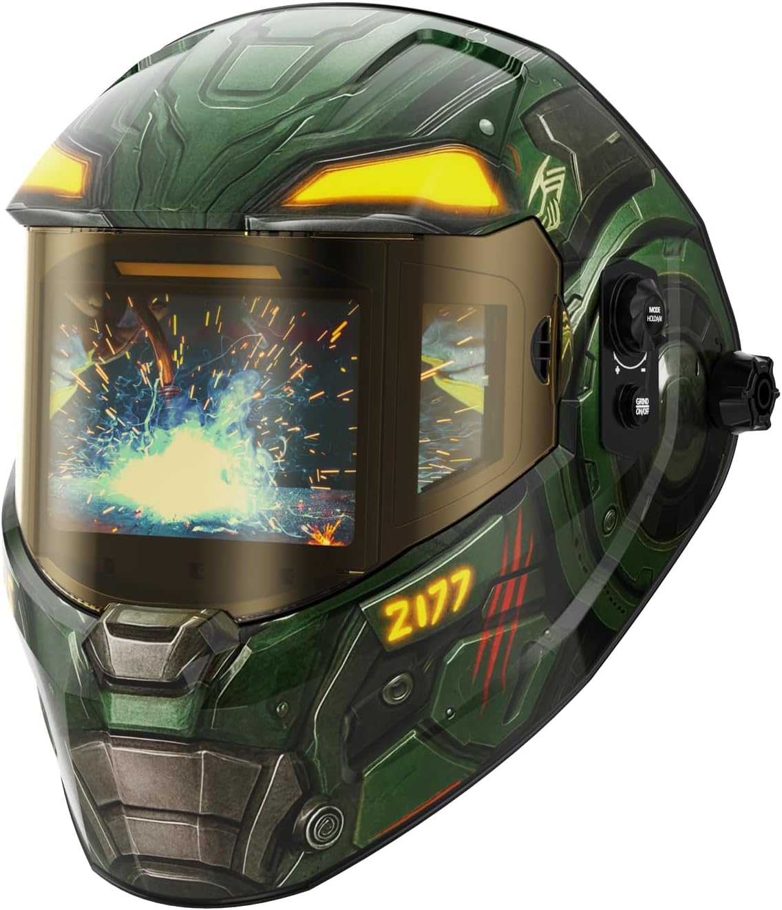 ANDELI Welding Helmet ANDELI- Panoramic 180° View 4.53"X3.23",1/1/1/2 True Color Solar Powered Welder Hood?Wide Shade Welder Mask for TIG MIG ARC Cut and Grind?OPTIM-600LA-TGB