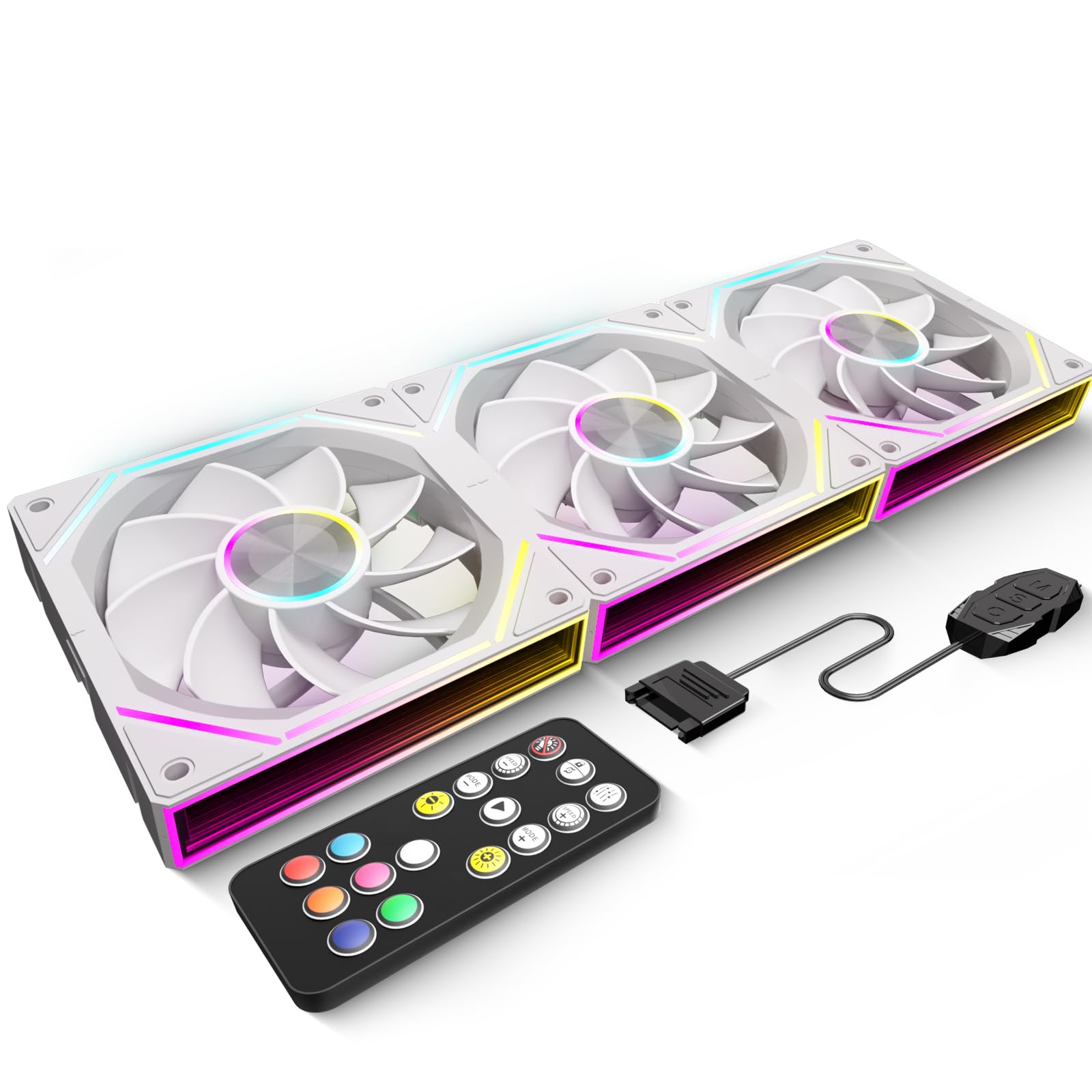 FB120 - Ventole di raffreddamento ARGB PC da 120 mm, colori e telecomando da 16,8 m, ventola inversa a specchio infinito, controllo velocità PWM, flusso d'aria elevato, giunzione/catena a
