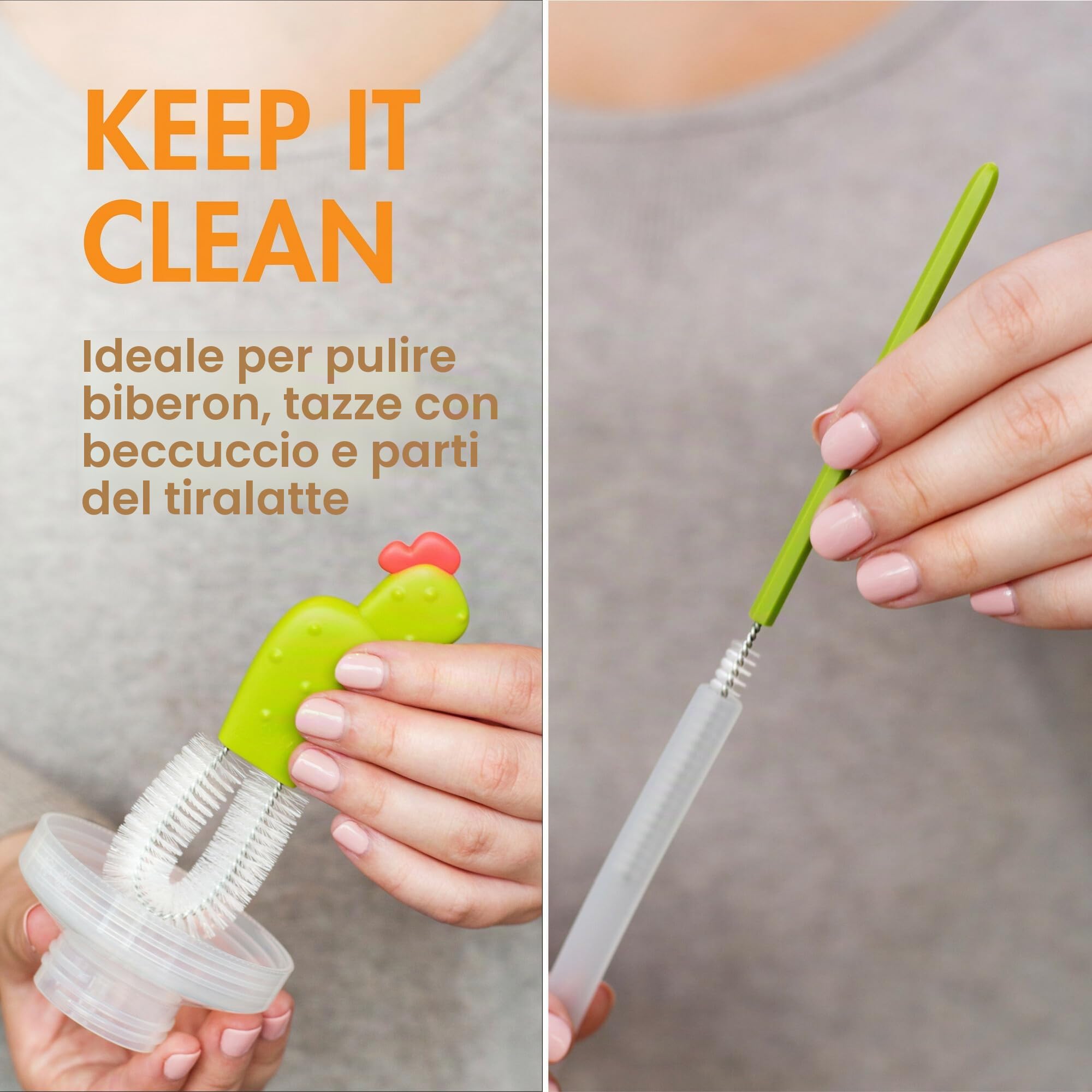 Boon Cacti Bottle Cleaning Brush Set,Multicolour