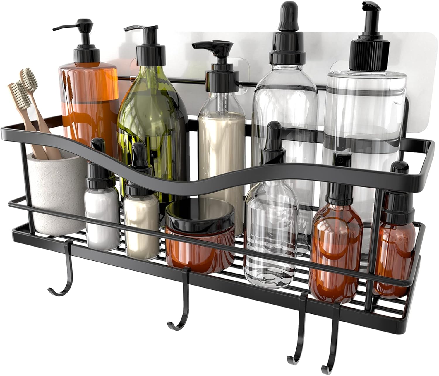 KINCMAX Shower Caddy Basket Shelf with Hooks, Caddy Organizer Wall