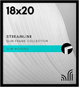 Americanflat 18x20 Picture Frame with Polished Plexiglass - Streamline Collection - Thin Border Picture Frame for Wall Display - Hanging Hardware Included - Black