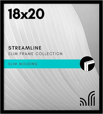 Americanflat 18x20 Picture Frame with Polished Plexiglass - Streamline Collection - Thin Border Picture Frame for Wall Display - Hanging Hardware Included - Black