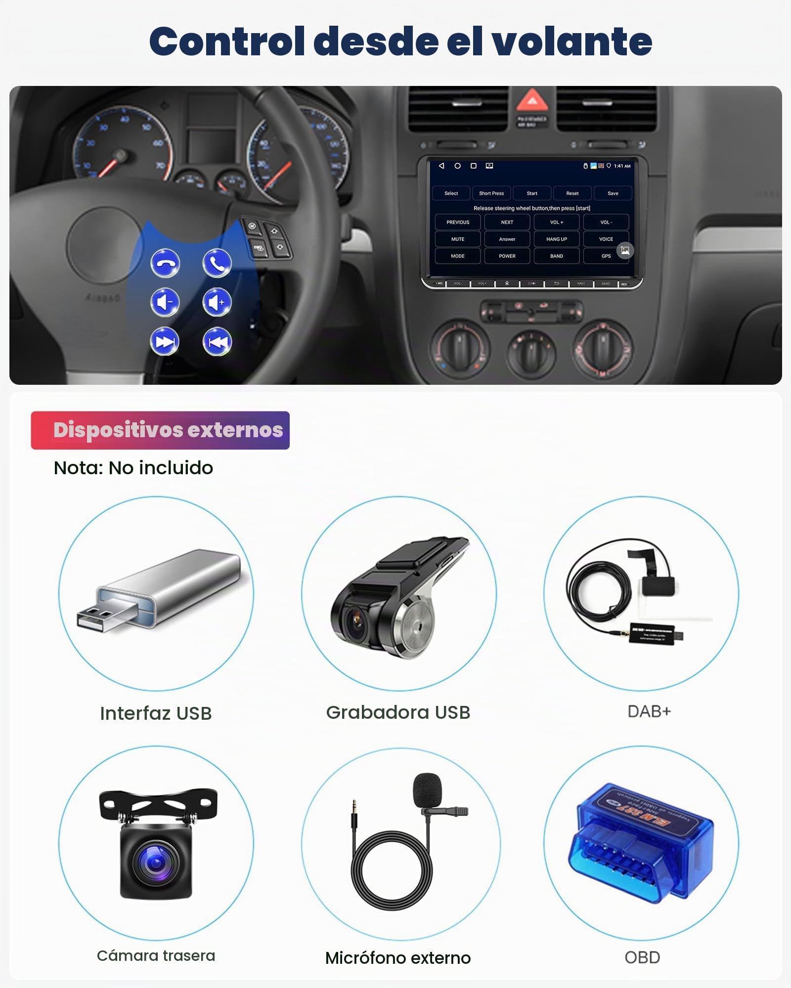 CAMECHO 4G+64G Android 13 Radio 2 DIN para VW Golf 5 Polo Skoda con Carplay Android Auto GPS,Pantalla Táctil de 9 Pulgadas Radio Coche con Bluetooth Mirror Link FM/RDS WiFi SWC y USB