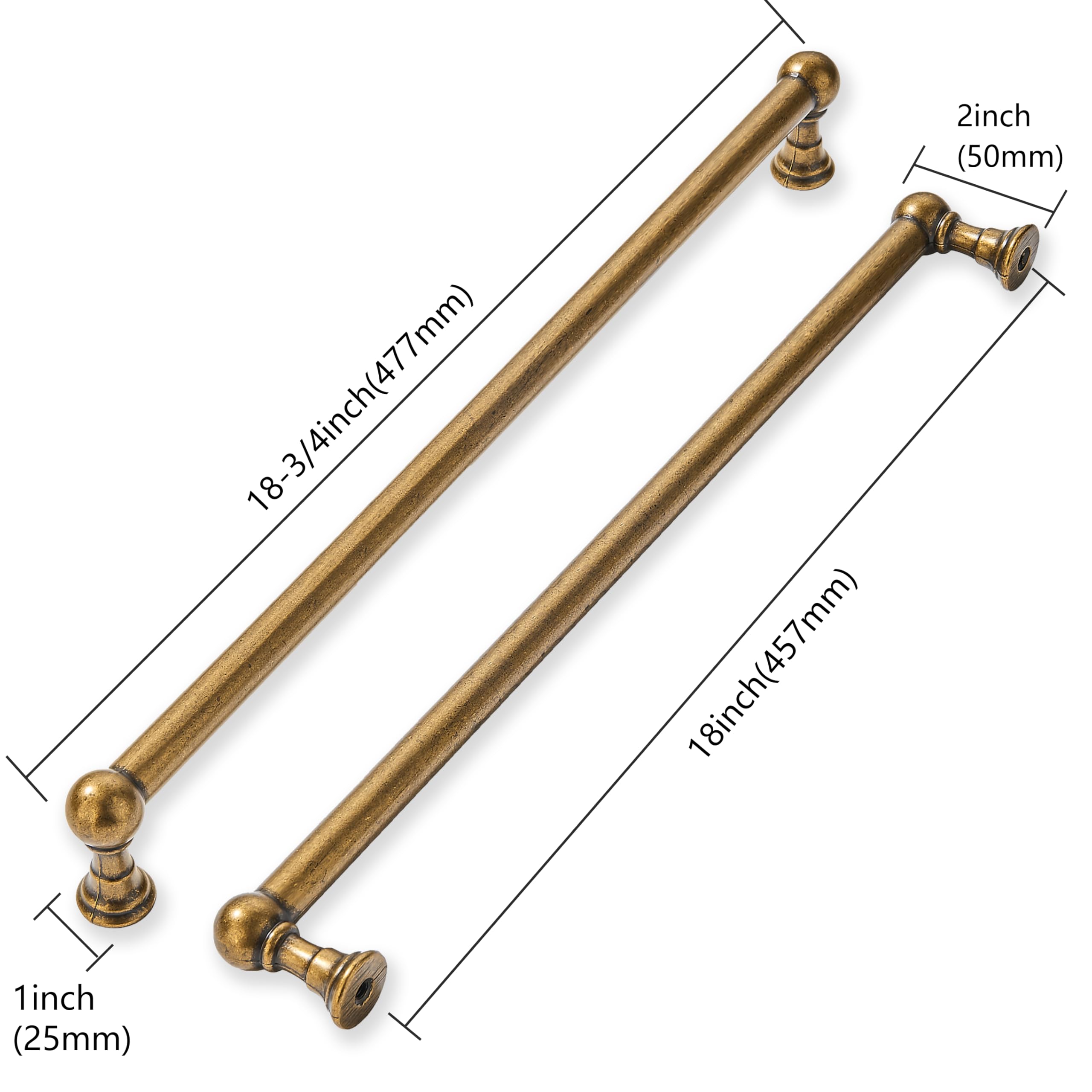 KHTUMEWARE-80309 Antique Brass Appliance Pulls CTC 18 in (457 mm) in Antique Brass — KHTUMEWARE