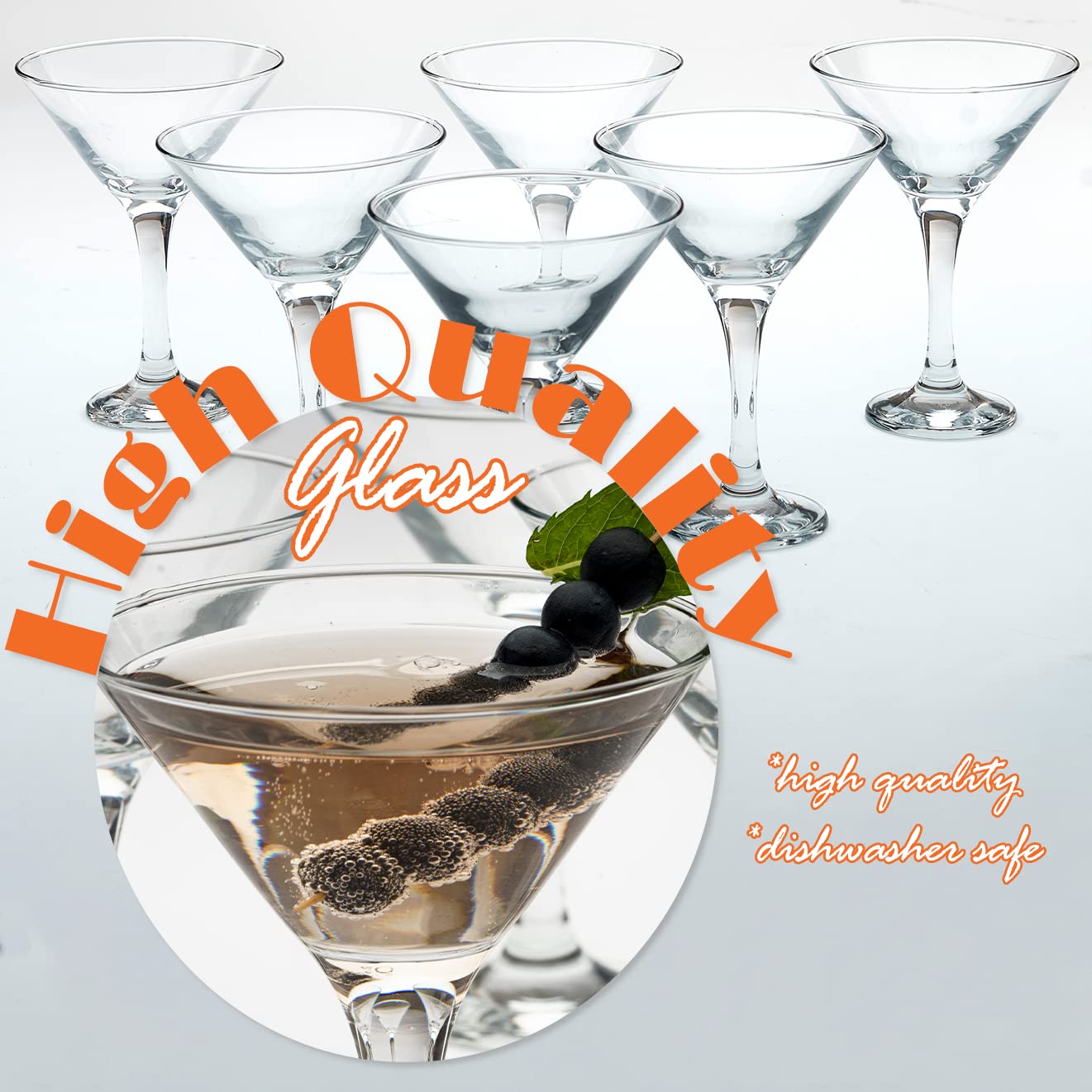 Set di 2 bicchieri da Martini (6oz/175ml). Bicchieri da Cocktail, Espresso Martini, Margarita e Prosecco, Coppa Champagne a Lungo Piede