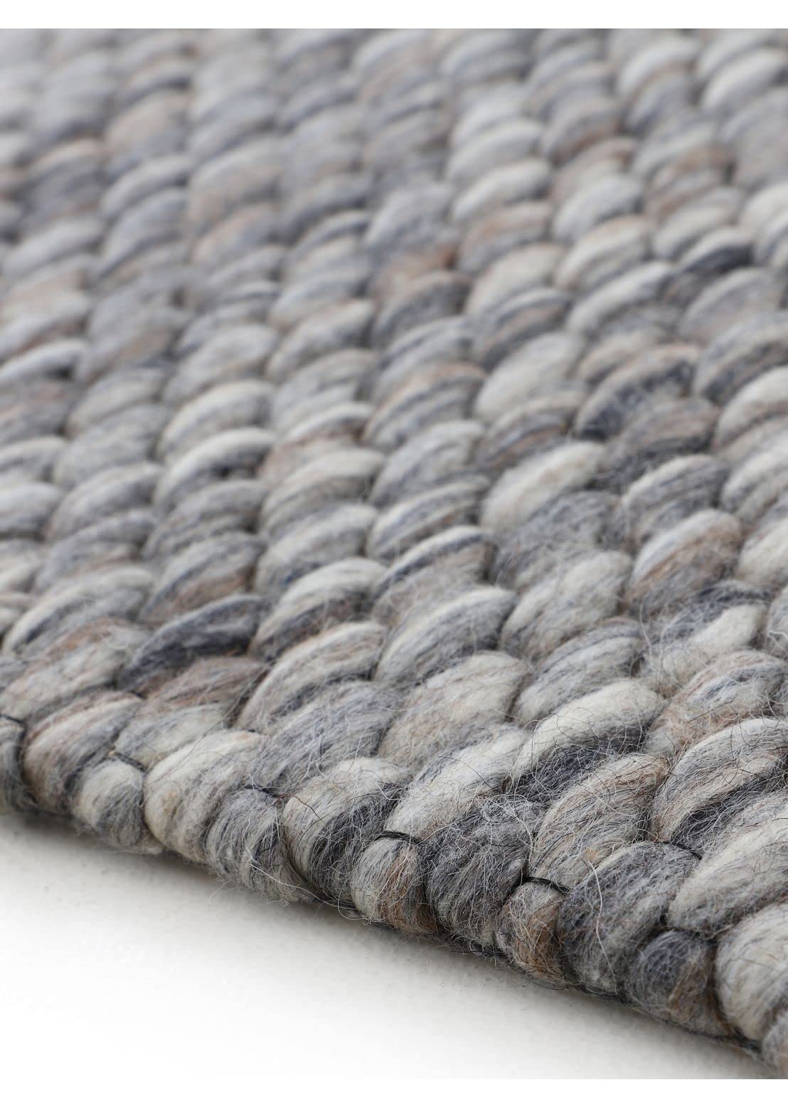 carpetfine Wollteppich Sina weicher handweb Teppich Natur Rund Grau meliert Ø 80 cm | Zeitloser Wollteppich für Wohnzimmer, Schlafzimmer & Kinderzimmer
