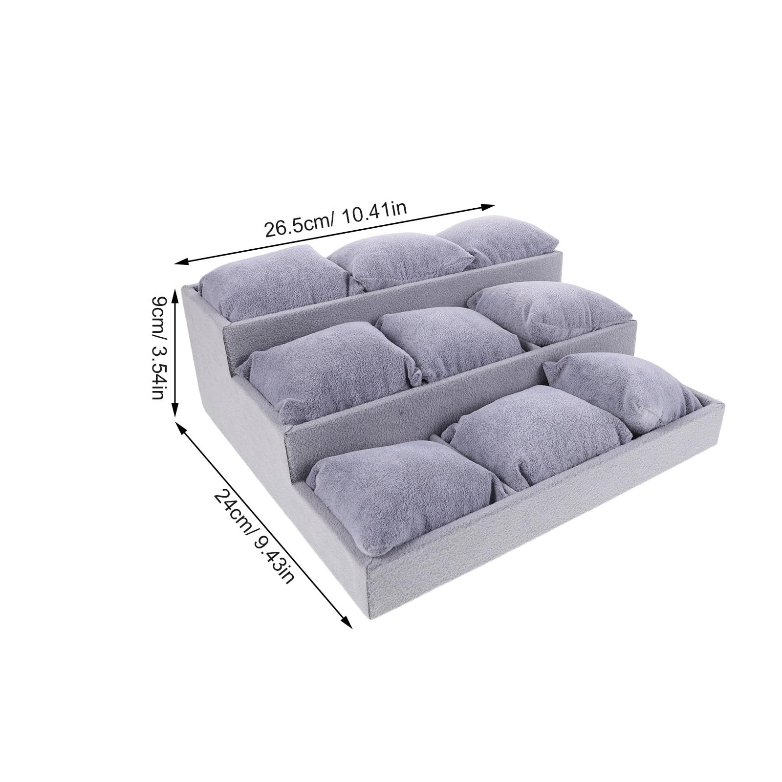 Healeved Plateau à Bijoux en Bois 3 Niveaux 9 Compartiments avec Coussins