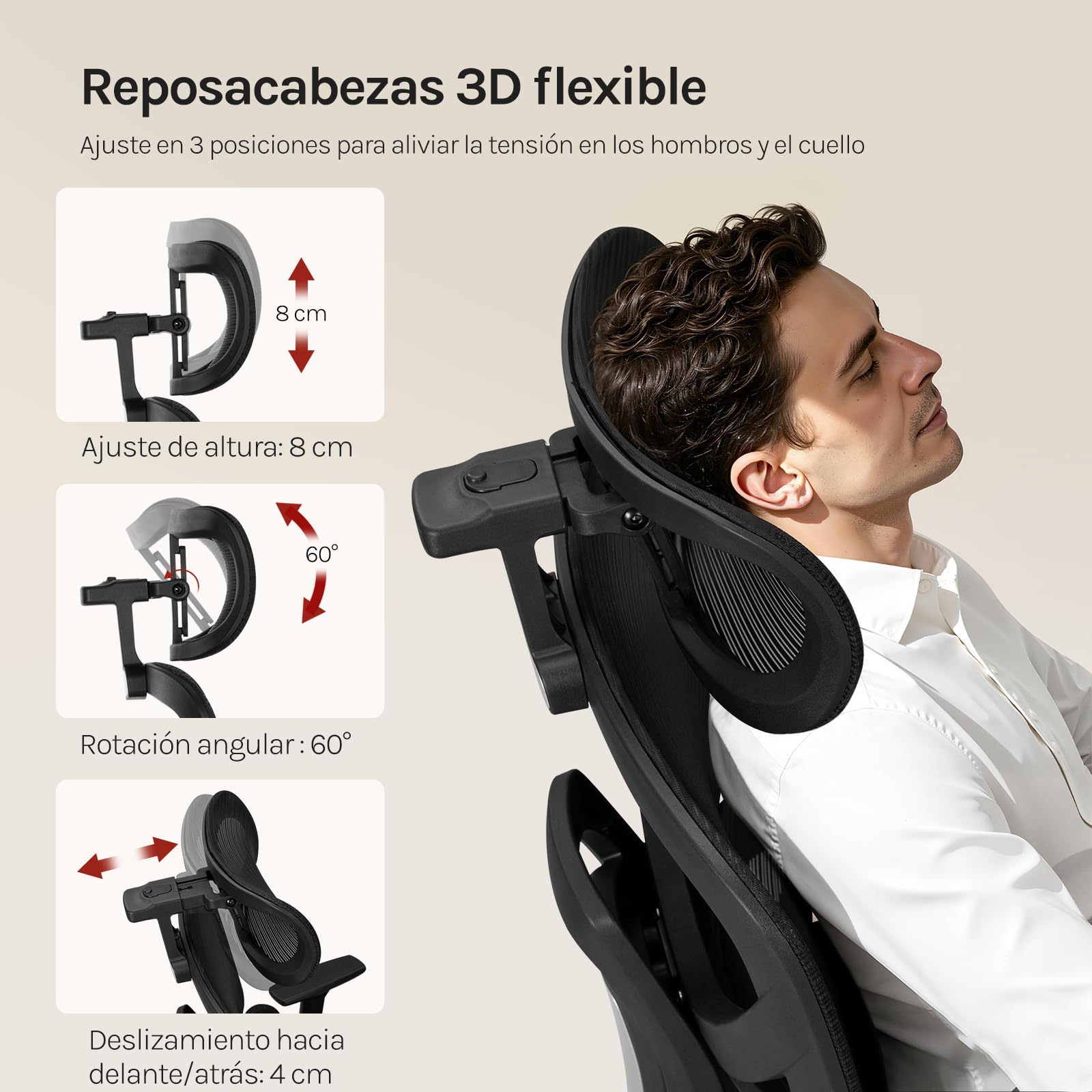 WOLTU Silla de Oficina Ergonómica con Soporte Lumbar y Reposapiés, Negro | Asiento Mullido, Respaldo de Malla Elástica, Reposabrazos Ajustables 3D, Para Estudio u Oficina, Soporte Lumbar y Reposapiés