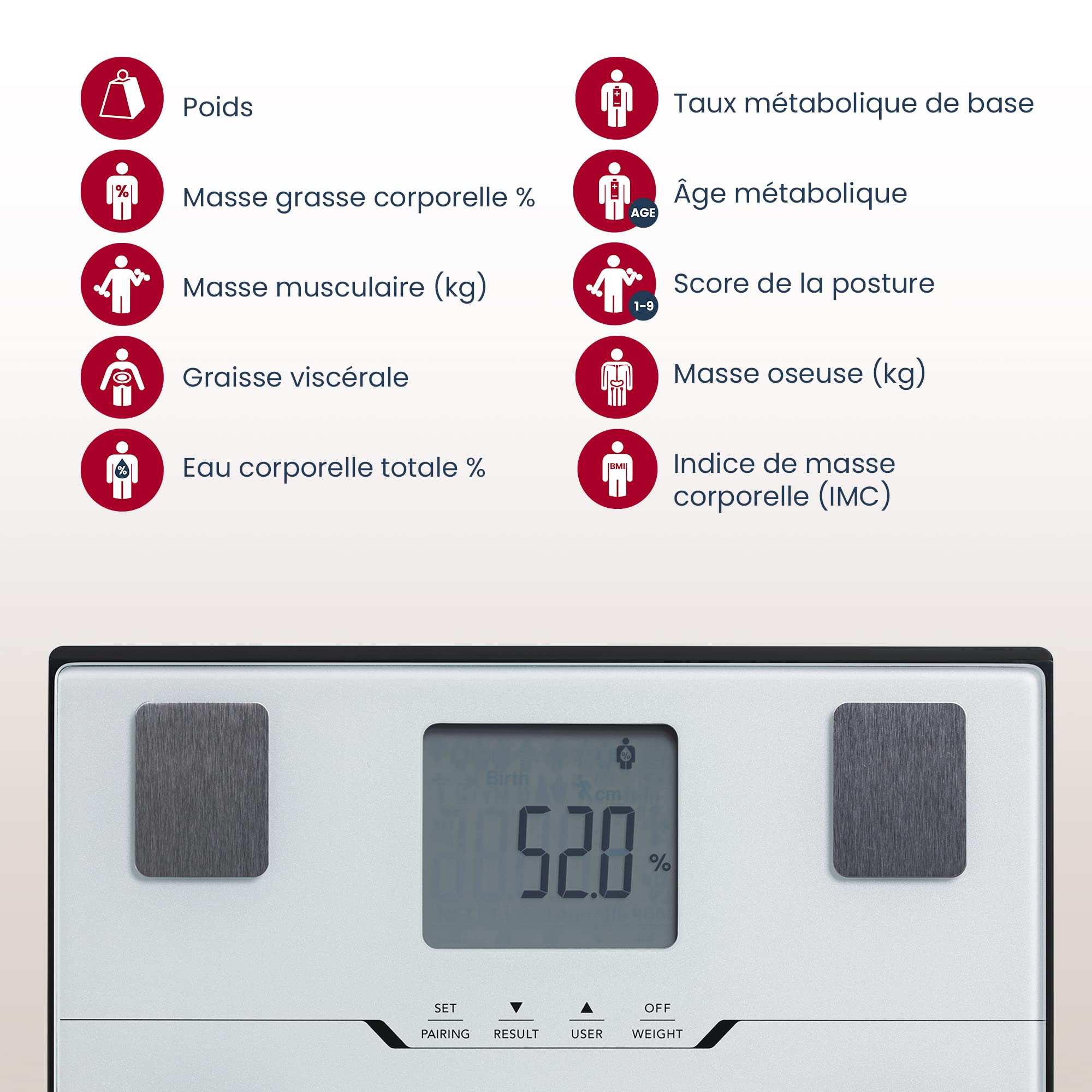 TANITA BC-401 Balance Intelligente de Composition Corporelle Familiale Compacte Blanche avec APP pour le Suivi de la Condition Physique