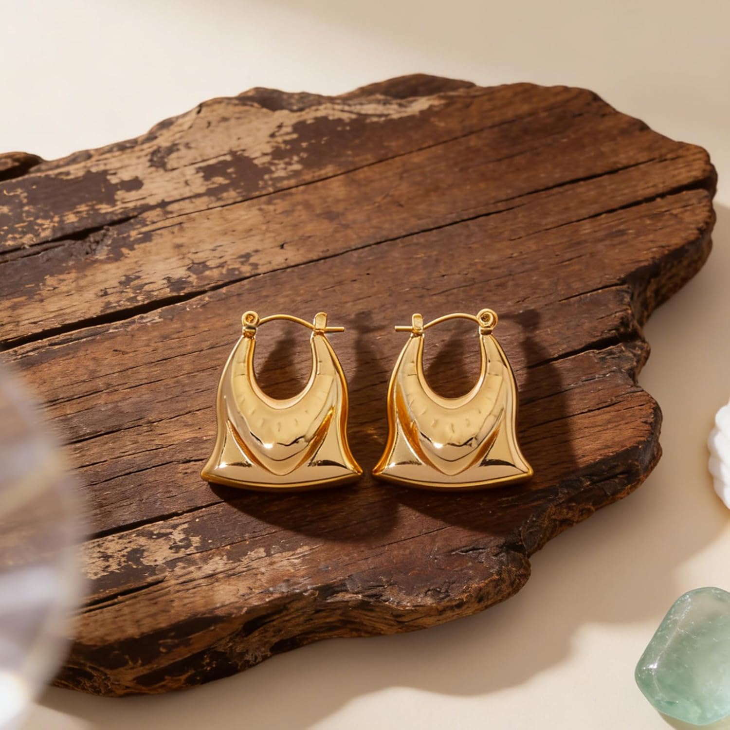 Trendy Gold Plated Earrings for Women Chunky Statement Drop Dangle Earrings Lightweight Hypoallergenic Fashion Accessories Gold Jewelry Gifts for Womens