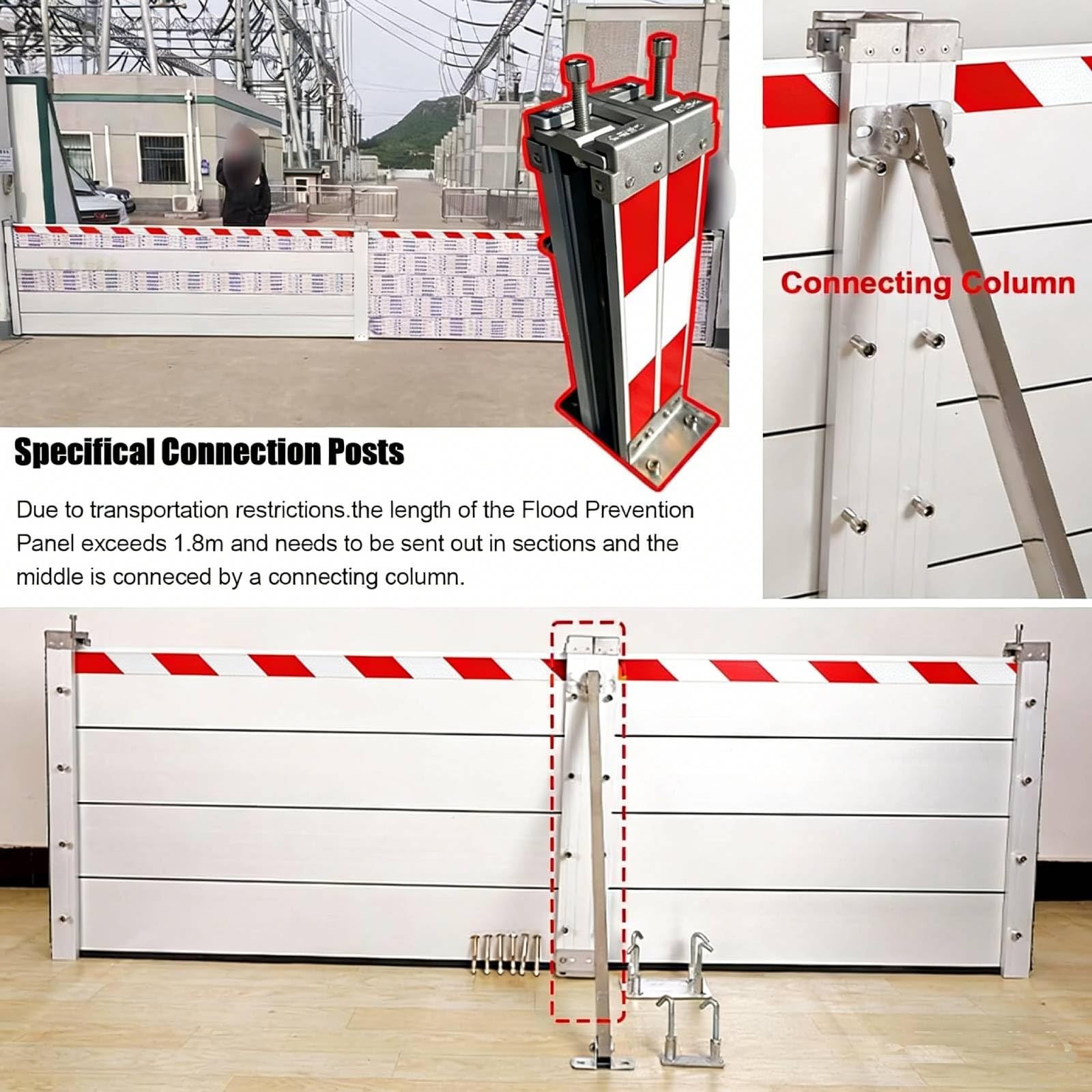 Alluminio Paratia Antiallagamento L 109cm * H 20cm Barriera Contro Le Inondazioni Riutilizzabile Barriera Antiallagamento Cancello Garage Porta Barriera di Protezione Contro Le Inondazioni