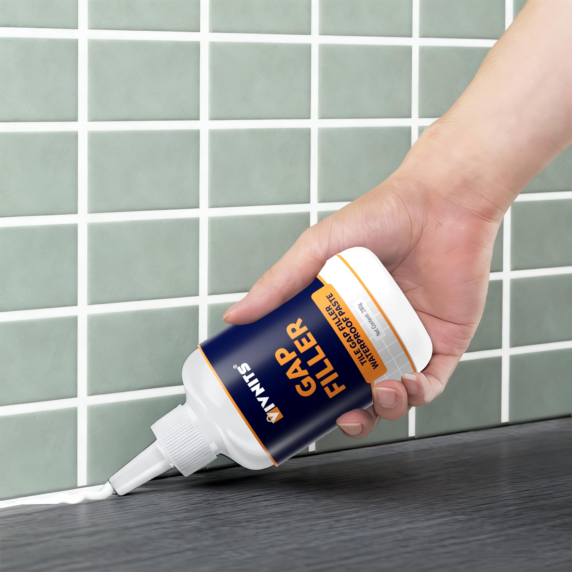 VIVNITS Tiles Gap Filler Waterproof, Gap Sealant, Grout, White Cement Paste Tube, Gap Filler for Walls and Joints, Waterproof Sealant, Tile Gap Filler Tube for Kitchen, Bathroom (280 ML)